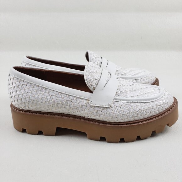 Franco Sarto Balin Lug Sole Loafer Womens 8.5 White Slip On Preppy Platform Flat - Picture 3 of 13